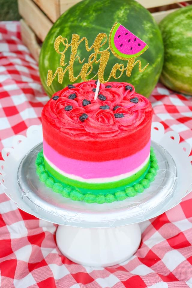 Decorated melon-inspired cake